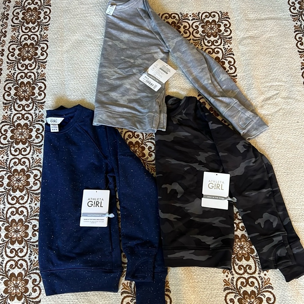 Athleta Girl sweatshirt lot. NWT, size 8-10